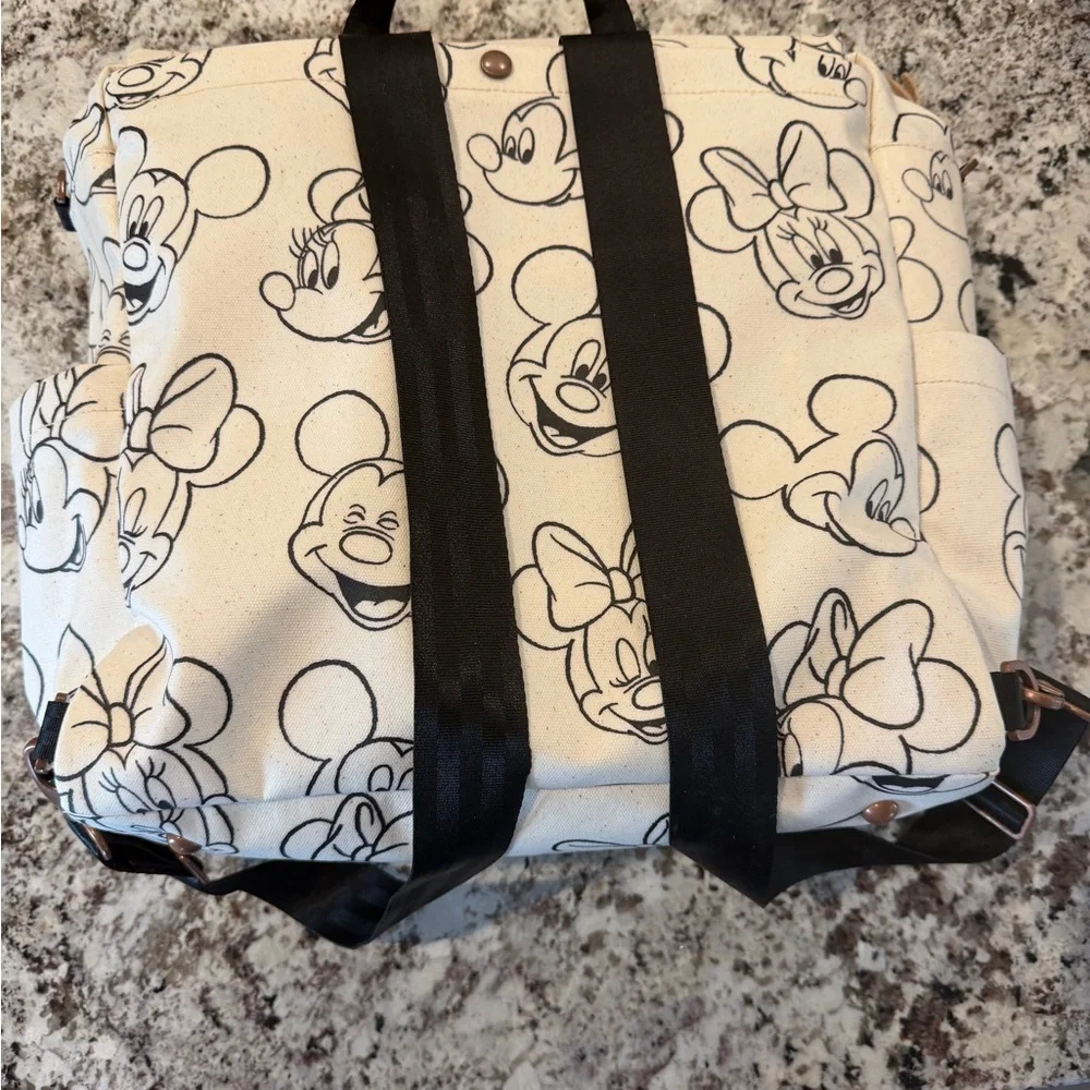 Petunia Pickle Bottom Mickey & Minnie Cream Canvas Baby Bag